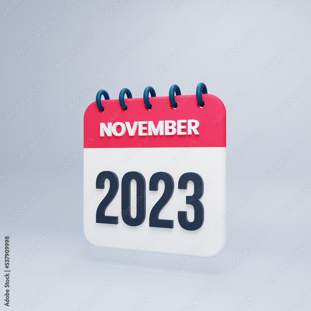 2023 November Calendar Rendered 3D Illustration 2023 November Calendar Rendered 3D Illustration
