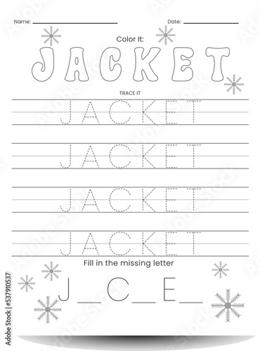 Winter Word Tracing Worksheets