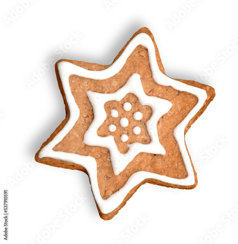 Tasty homemade cookie on white background