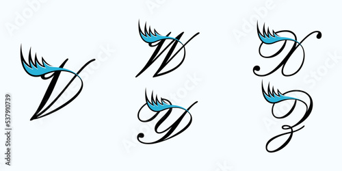 Fototapeta Naklejka Na Ścianę i Meble -  set of letter font logo design vector with eyelash beauty icon