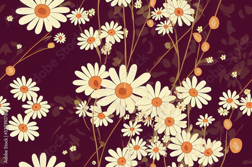 Daisy flower 2d pattern illusration floral background