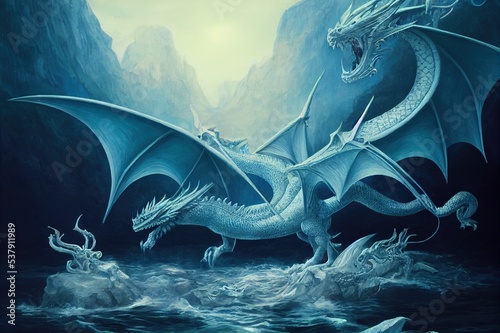 Fantasy dragon in the water