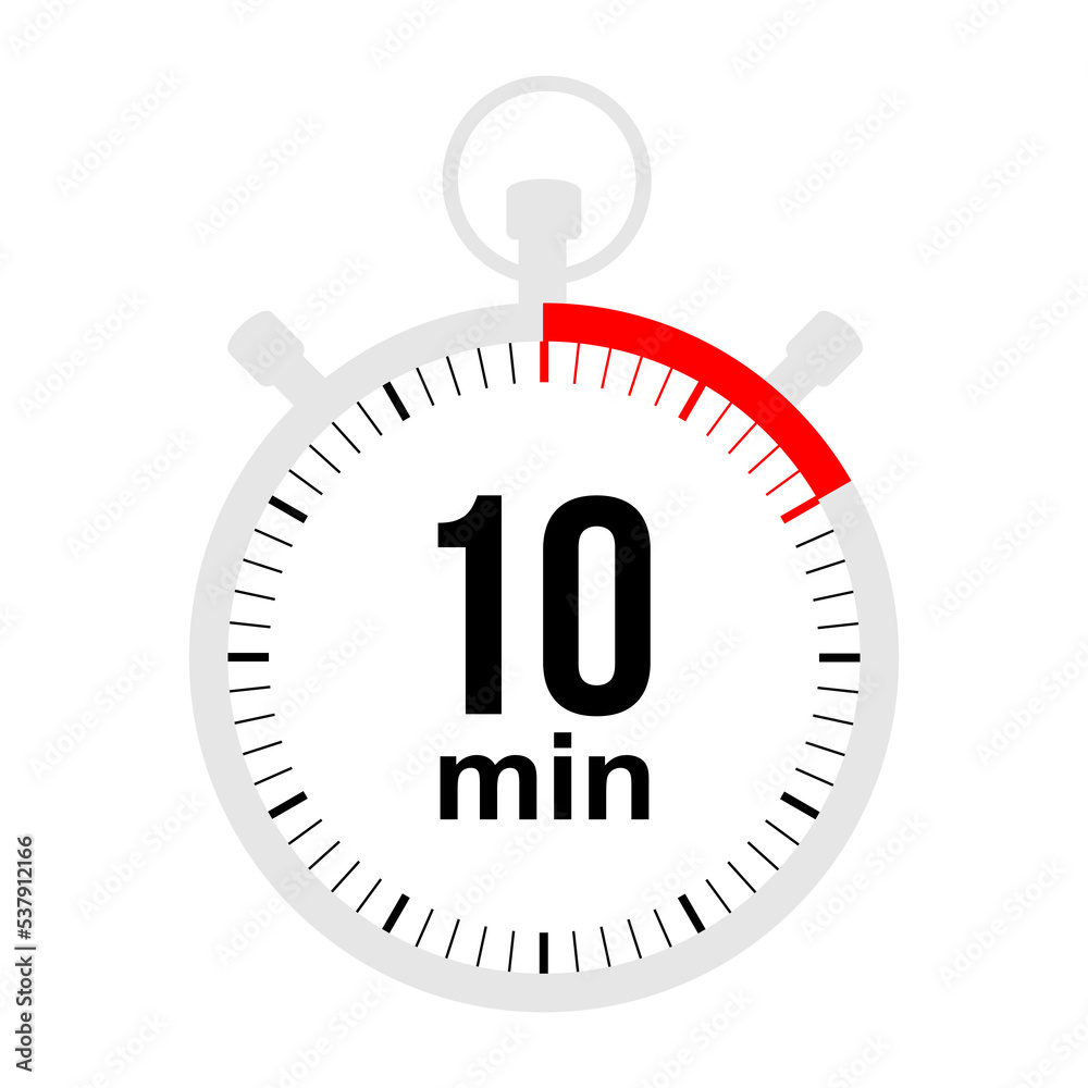 10 minutes timer. Stopwatch symbol in flat style. Stopwatch isolated on white background. vector illustration 10 minutes timer. Stopwatch symbol in flat style. Stopwatch isolated on white background. vector illustration