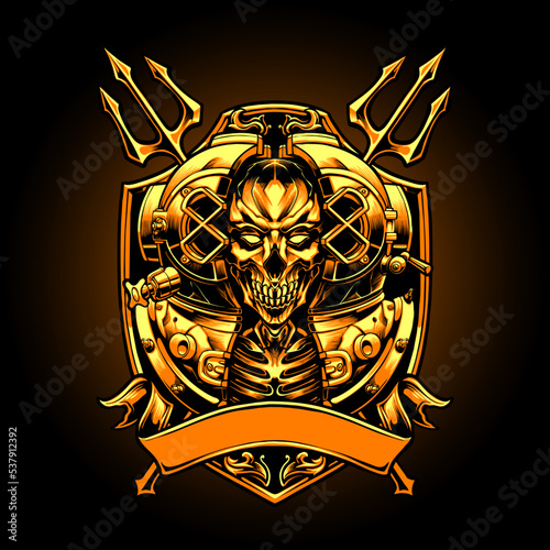 the dive skull helmet illustration