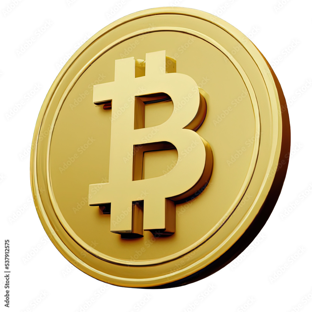 Isolated metallic gold bitcoin 3d illustration Isolated metallic gold bitcoin 3d illustration
