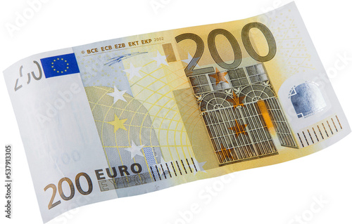 200 Euro banknote on white background photo
