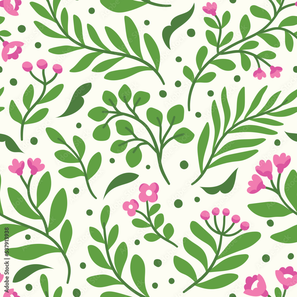 Hand drawn floral pattern. Seamless leaves vector background. Elegant colorful template for fashion print, fabric or wallpaper. Hand drawn floral pattern. Seamless leaves vector background. Elegant colorful template for fashion print, fabric or wallpaper.