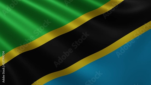 Tanzanian flag fluttering in the wind close-up, the national flag of Tanzania flutters in 3d, in 4k resolution. High quality 4k footage photo
