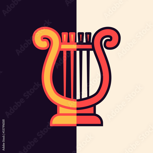 Theater Harp Music Flat Symbol. Vector Illustration of Entertainment Objects.