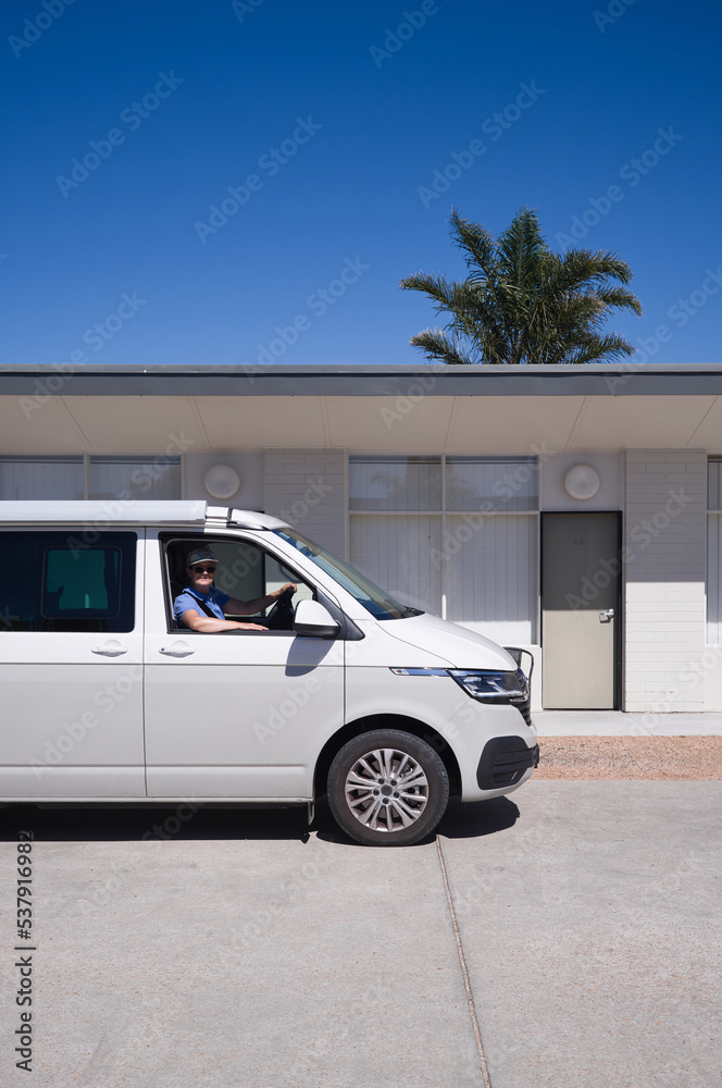 Woman in campervan Woman in campervan