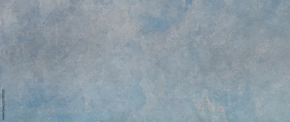 Naklejka premium Blue vector grunge watercolor art background. Old paper watercolour texture for cover design, cards, flyers, poster, banner. Wall. Brushstrokes. Painted template for design interior. Dirty surface.