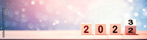 Photography Wooden Cube Calendar Changing Date From 2022 To 2023 - New Years