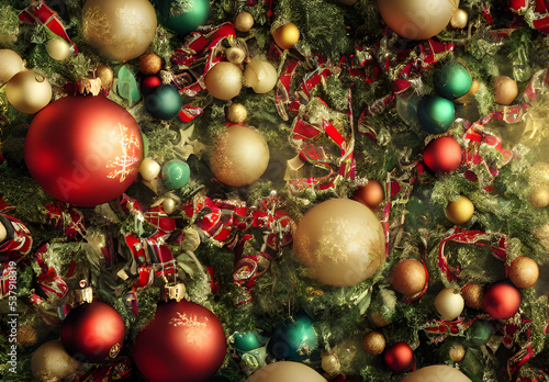 3D Illustration, Christmas Ornamented Background