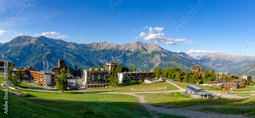 France. Pra-Loup. Valley of Ubaye. Municipality of Uvernet-Fours. Panorama of the winter sports resort