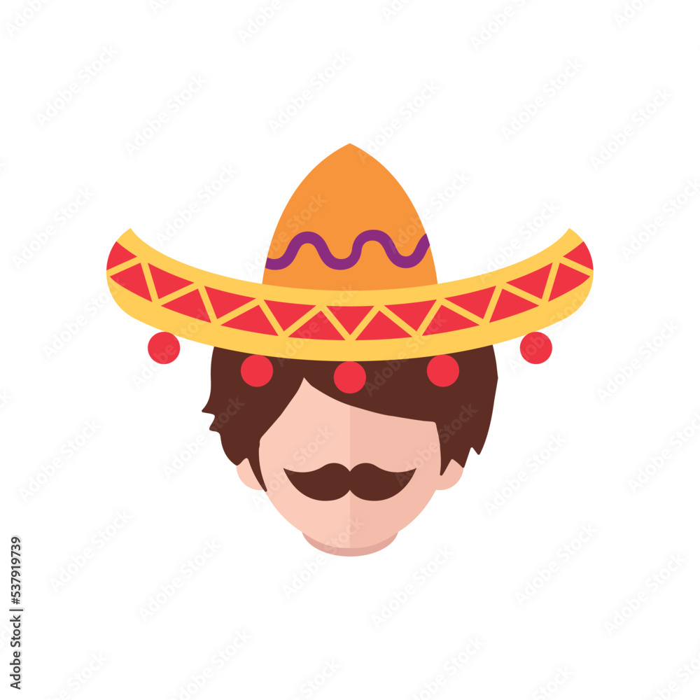 Isolated mexican male avatar with traditional hat Vector Isolated mexican male avatar with traditional hat Vector