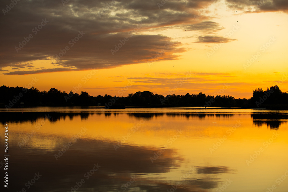 Sunset at the lake in beautiful Poland