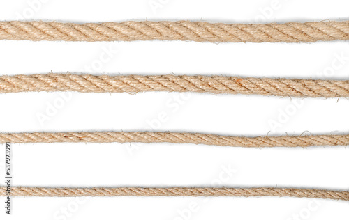Coiled rope on a white background close up photo