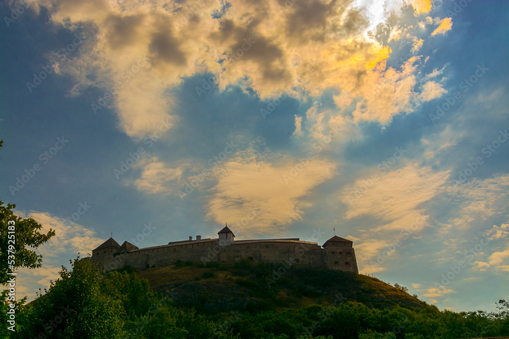 Obraz premium Stone medieval fortress on the hill in Hungary