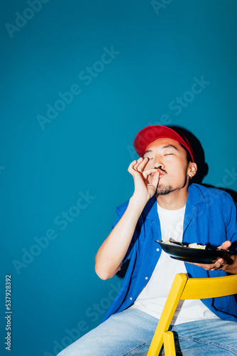 Man Eating Salad  photo
