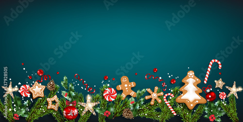 Dark green holiday background