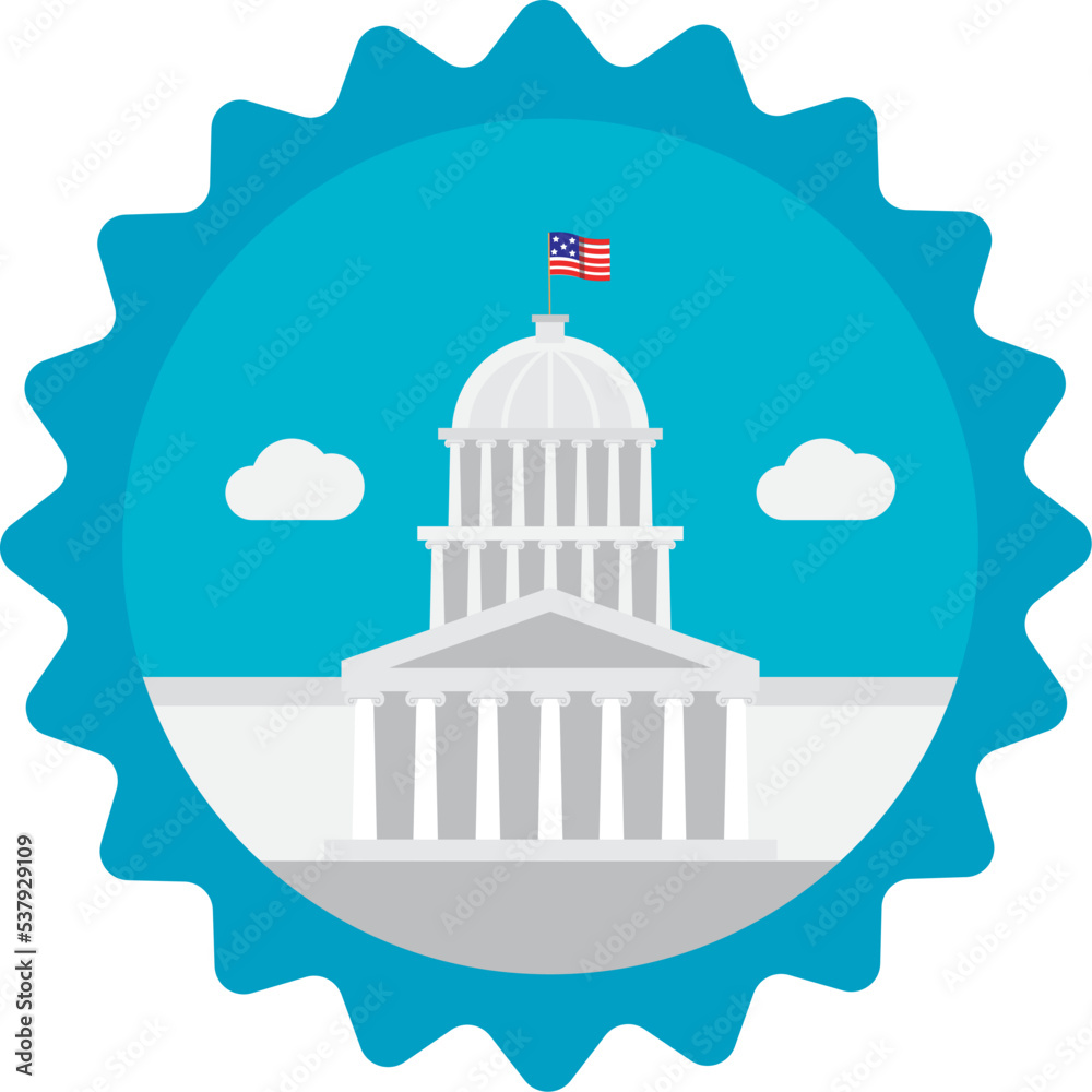 Isolated blue medal with white house landmark Vector