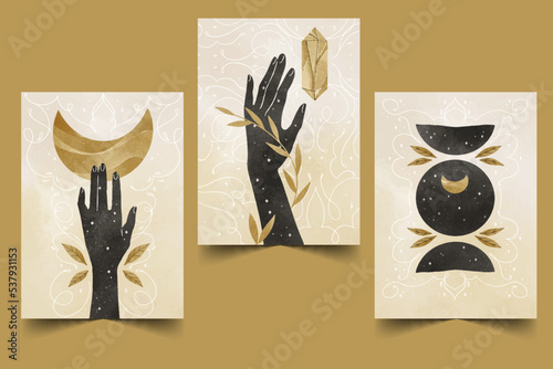 watercolor boho covers set collection vector design illustration