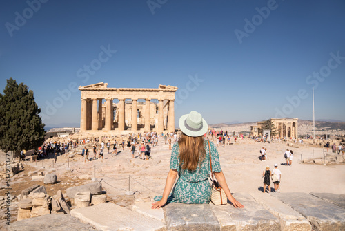 Anonymous Woman Admiring Parthenon  photo