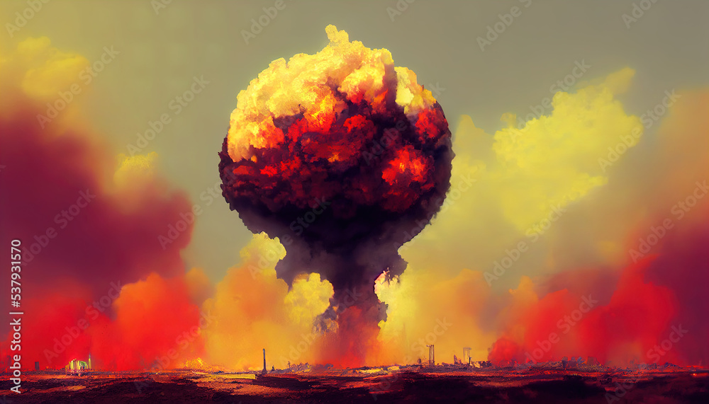 Atomic bomb. Symbol of war, end of the world. Nuclear explosion ...
