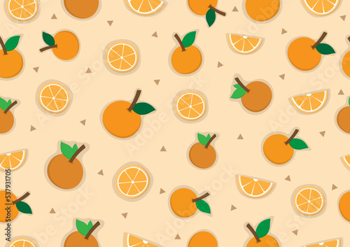 Fototapeta Naklejka Na Ścianę i Meble -  vector oranges pattern background concept with brown triangle on orange color, creative design pattern background, vector illustration