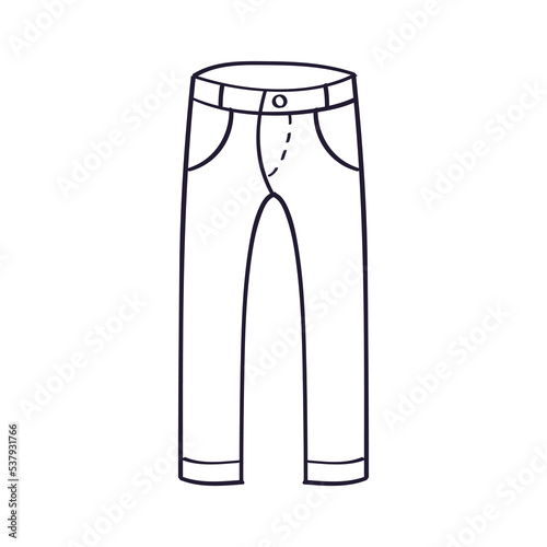 Jeans pants or chinos trousers vector doodle line icon