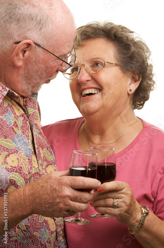Amorous Senior Couple Toast...