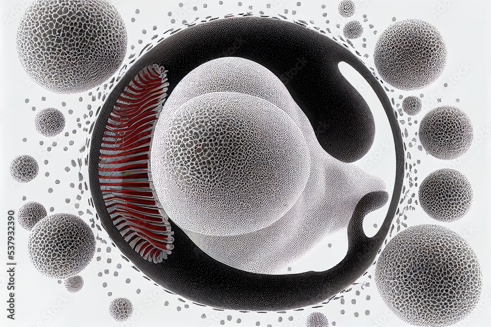 Internal Structure Of An Animal Cell, 3d Rendering. Section View 