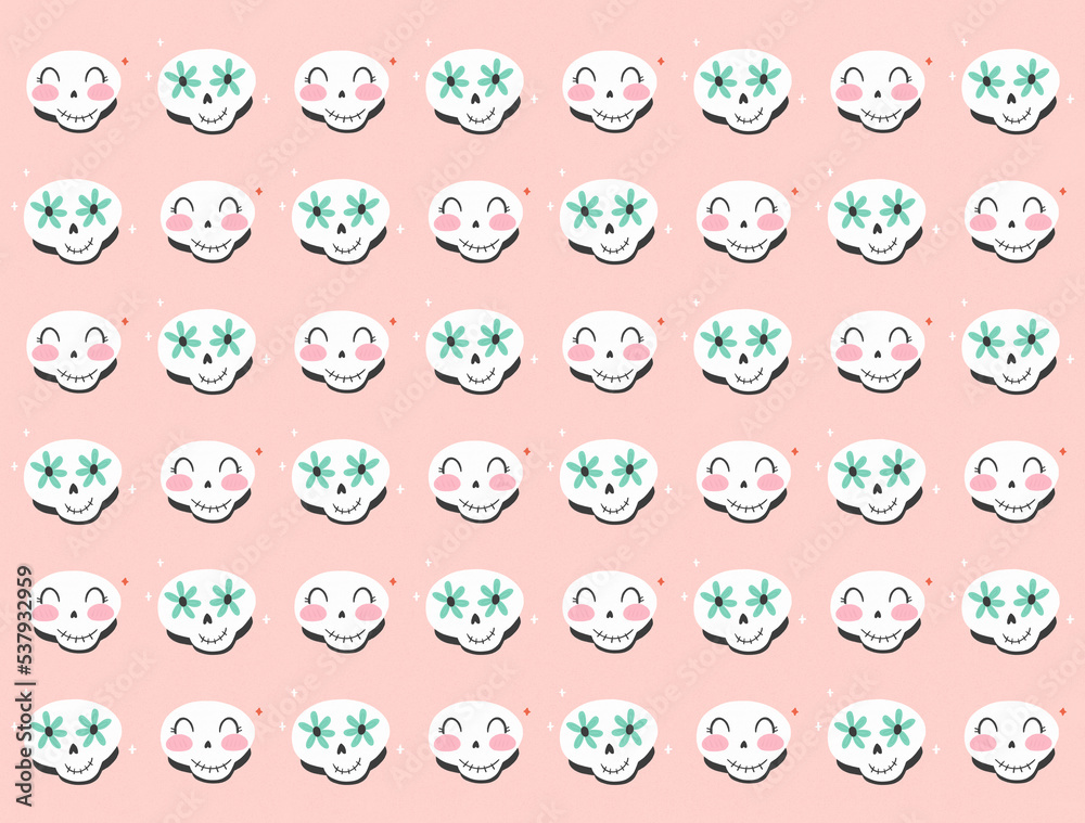 Halloween cute skull pattern illustration Halloween cute skull pattern illustration