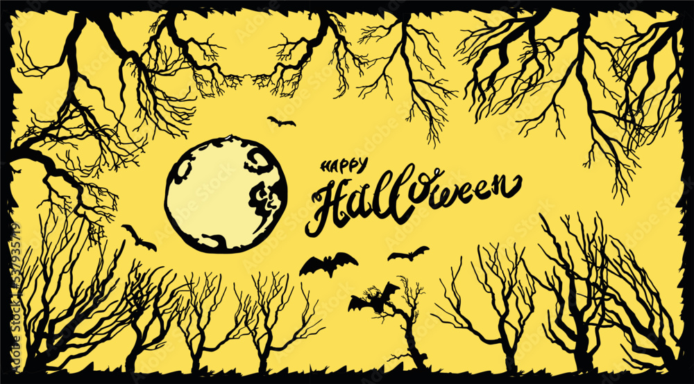 vector Illustration halloween frame border background Stock Vector ...