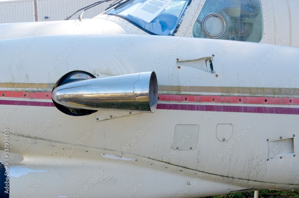 Fototapeta premium Abanonded airplane with a turboprop exhaust