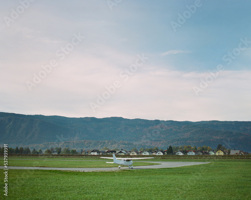 Small private sightseeing plane at the airfield