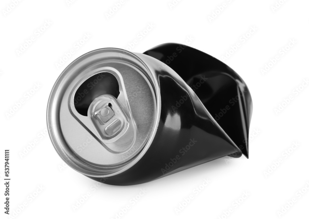 Black crumpled can with ring isolated on white Black crumpled can with ring isolated on white