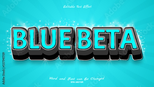 Blue Beta text effect editable modern lettering typography font style