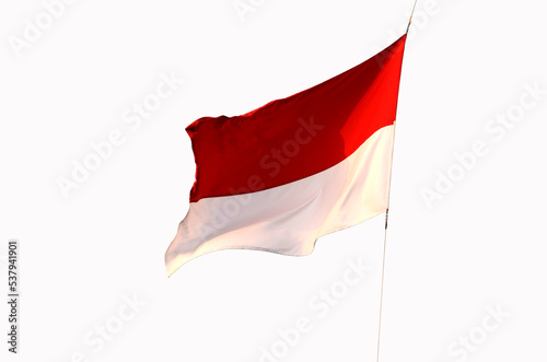 Indonesian flag, red and white on a white background