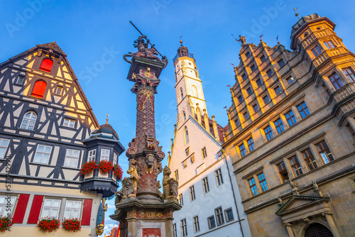 Historic old town of Rothenburg ob der Tauber, Franconia, Bavaria, Germany