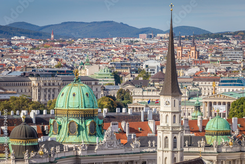 Photography Cityscape of downtown old town of Vienna at sunny day, Austria