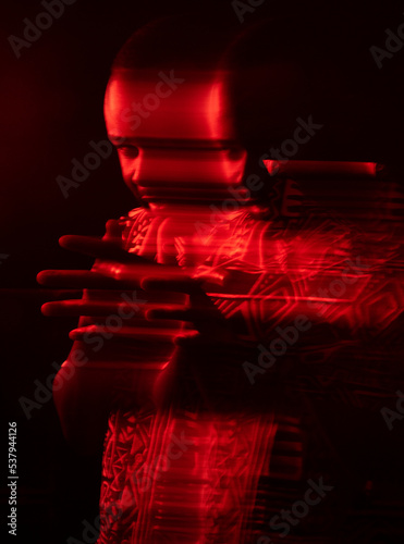 Portrait of young man with double/long exposure effect. 