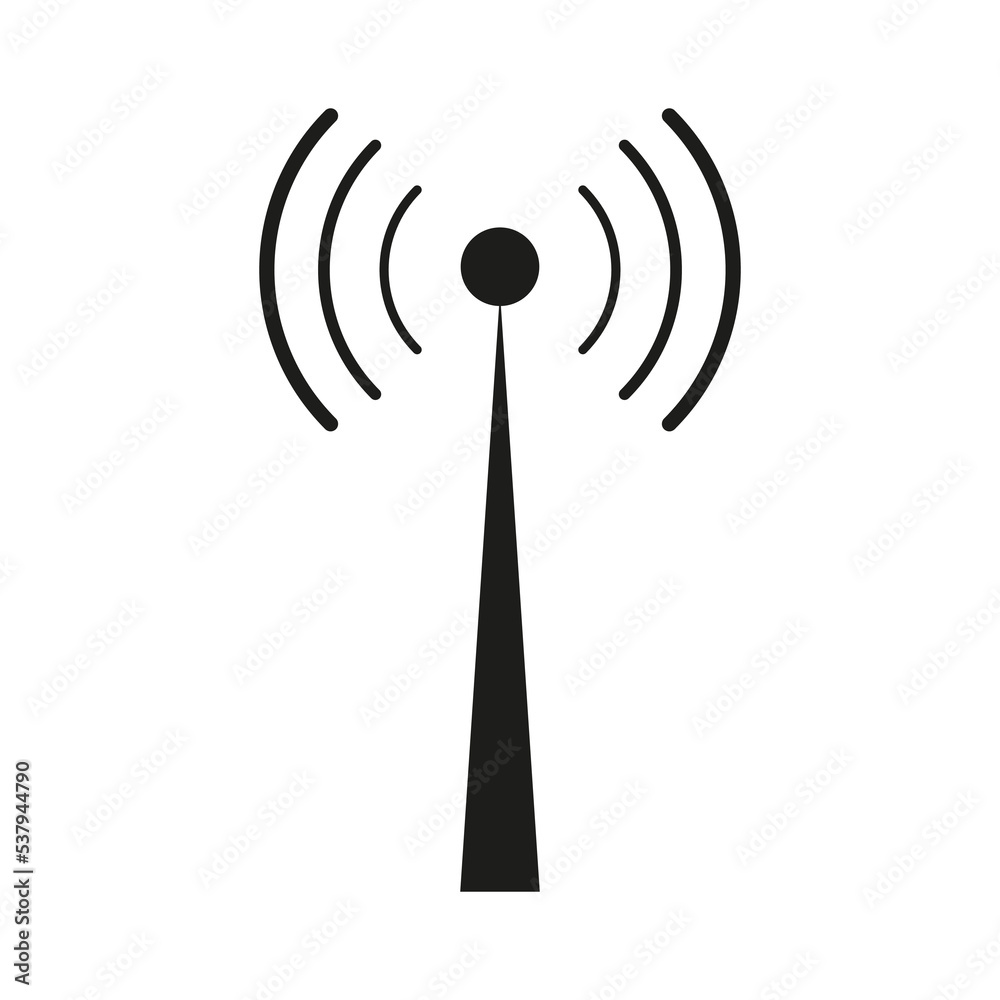 Mobile phone antenna. Radio station signal. Internet communication. Technology concept. Vector illustration. stock image. Mobile phone antenna. Radio station signal. Internet communication. Technology concept. Vector illustration. stock image.