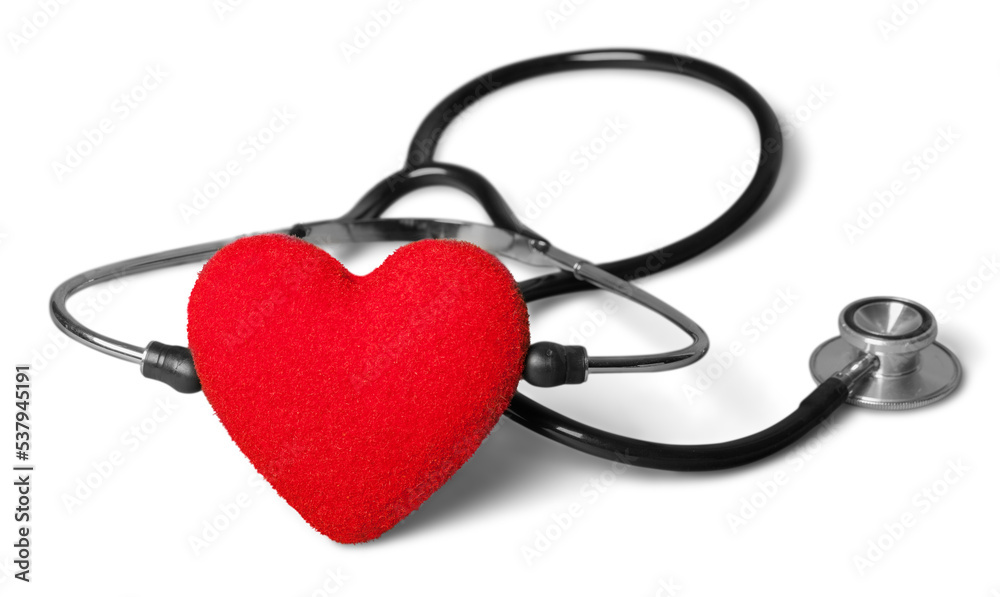 Red heart and a stethoscope on backgrouund Red heart and a stethoscope on backgrouund