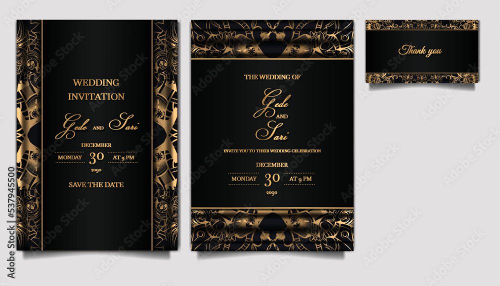 Naklejka premium luxury Elegant wedding invitation card set
