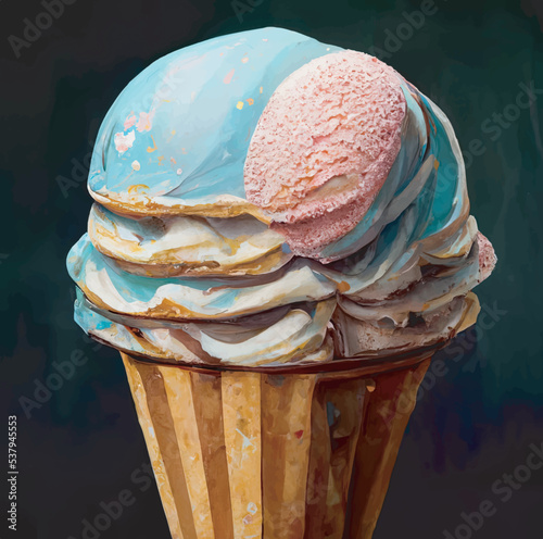 Rich ice cream of various flavors ready to be devoured
