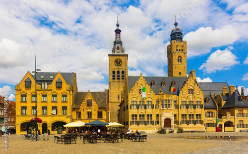 Grote Markt of Diksmuide during summer day. Flemish province of West Flanders, Belgium.