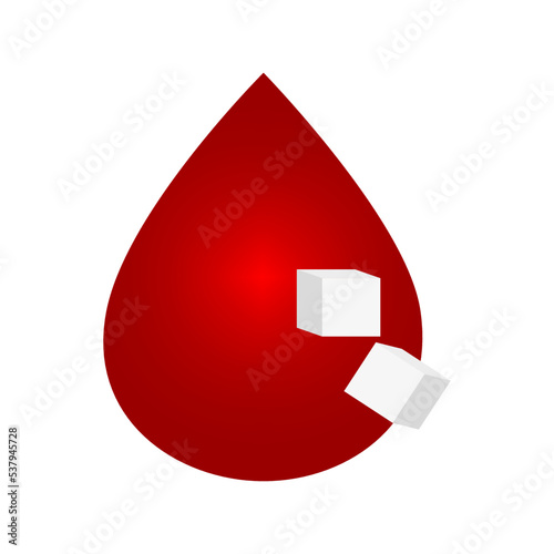 Drop of blood sugar. Medical concept. High blood glucose level. Vector illustration. stock image.
