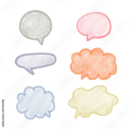색연필 드로잉 말풍선 일러스트 이미지 세트