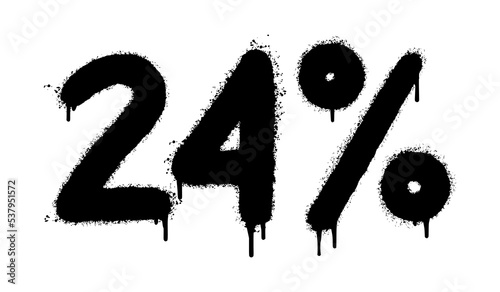 Spray Painted Graffiti 24 percent Sprayed isolated with a white background. graffiti 24 percent icon with over spray in black over white. Vector illustration.